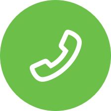 A white line art image of a phone in a light green circle.